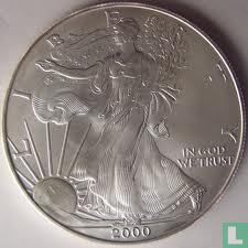 Verenigde Staten 1 dollar 2000 (kleurloos) "Silver Eagle" - Afbeelding 1