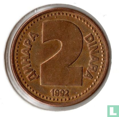 Yugolsavia 2 dinara 1992 - Image 1