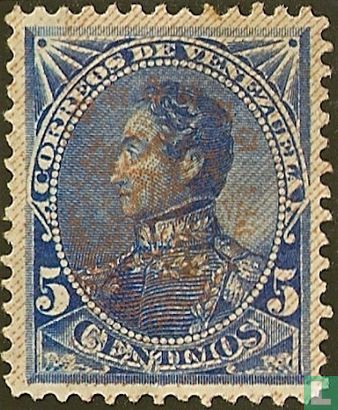 Simon Bolivar, with overprint