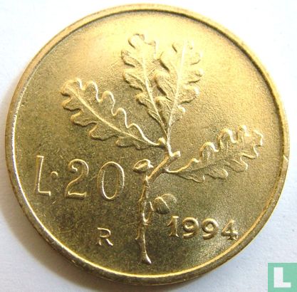 Italie 20 lire 1994 - Image 1