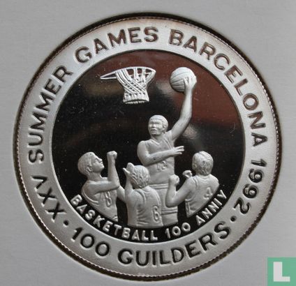 Suriname 100 Guilder 1992 (PP - mit 999) "Summer Olympics in Barcelona - Basketball" - Bild 1