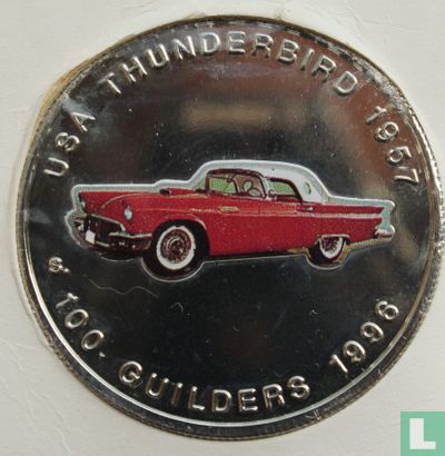 Suriname 100 guilders 1996 (PROOF - rood en groen gekleurd) "USA Thunderbird 1957" - Afbeelding 1