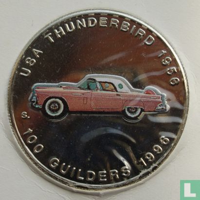 Suriname 100 Guilder 1996 (PP - rosa gefärbt) "USA Thunderbird 1956" - Bild 1