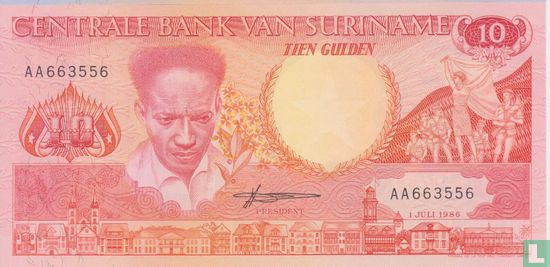 Suriname 10 Gulden 1986 - Afbeelding 1