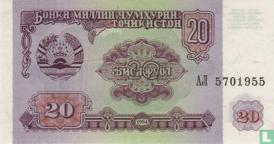 Tadjikistan 20 roubles - Image 1