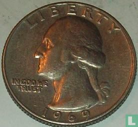 États-Unis ¼ dollar 1969 (sans lettre) - Image 1