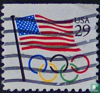 Flag with Olympic rings
