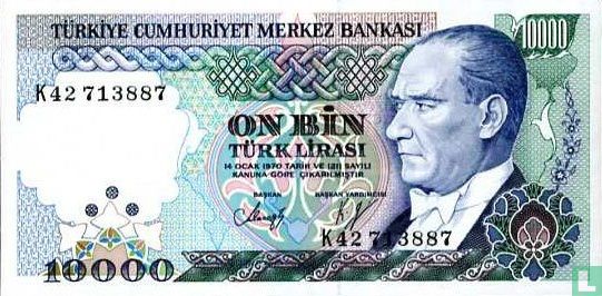 Turkey 10,000 Lira ND (1989/L1970) - Image 1