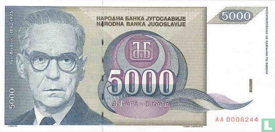 Yougoslavie 5.000 Dinara 1992 - Image 1