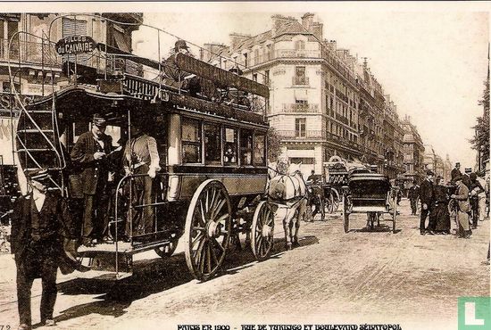 Paris er 1900 Rue de Turbigo et boulevard de Sébastopol