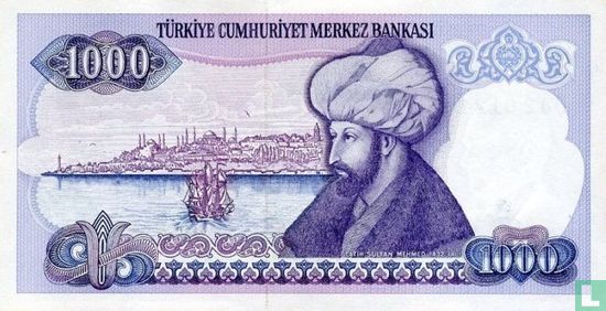 Türkei 1.000 Lira ND (1986/L1970) P196a1 - Bild 2