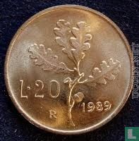 Italië 20 lire 1989 - Afbeelding 1