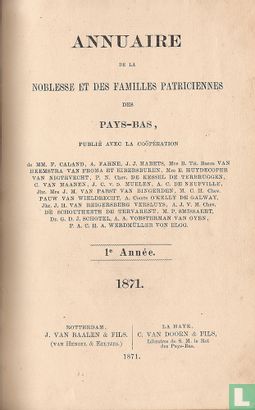 Annuaire de la noblesse et des familles patriciennes des Pays-Bas. 1e année - Afbeelding 1