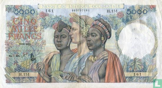 Frans West Afrika 5000 Francs - Afbeelding 1