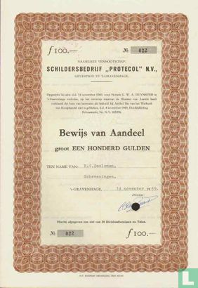 Schildersbedrijf "Protecol", Bewijs van aandeel, 100 Gulden