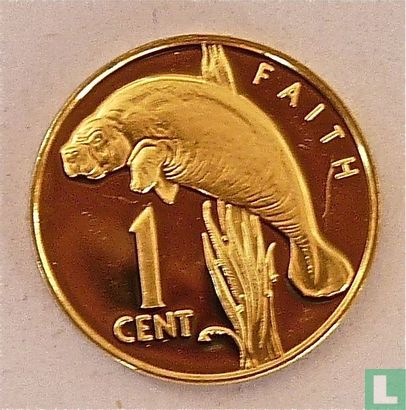 Guyana 1 cent 1979 (PROOF) "10th anniversary of Independence - Manatee - Faith"  - Image 2