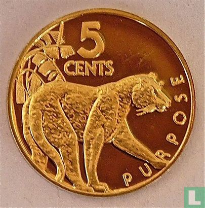 Guyana 5 Cent 1976 (PP) "10th anniversary of Independence - Jaguar - Purpose" - Bild 2