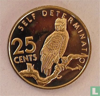 Guyana 25 Cent 1979 (PP) "10th anniversary of Independence - Harpy - Self determination" - Bild 2