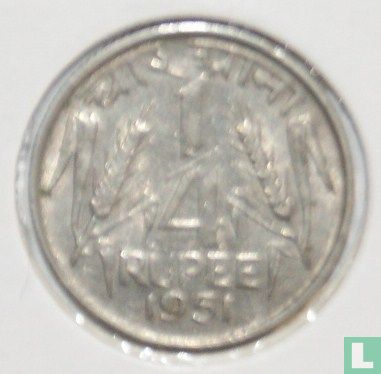 India ¼ rupee 1951 (Calcutta) - Afbeelding 1