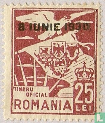 Eagle and coat of arms, with overprint 