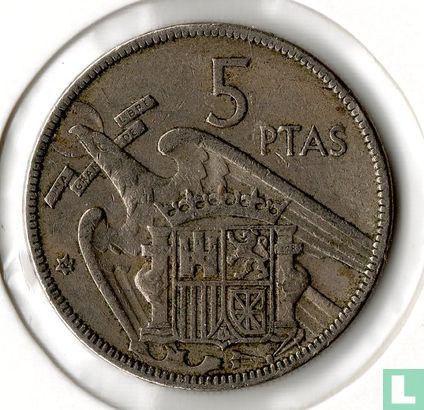 Espagne 5 pesetas 1957 (62) - Image 1