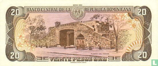 République Dominicaine 20 Pesos Oro 1990 - Image 2
