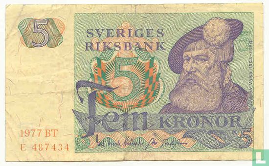 Suède 5 Kronor 1977 - Image 1