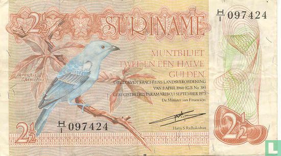 Suriname 2½ Gulden 1973   - Afbeelding 1