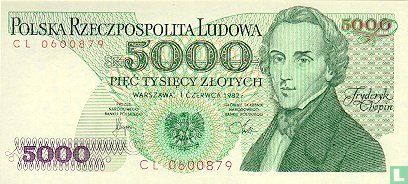 Poland 5,000 Zlotych 1982 - Image 1