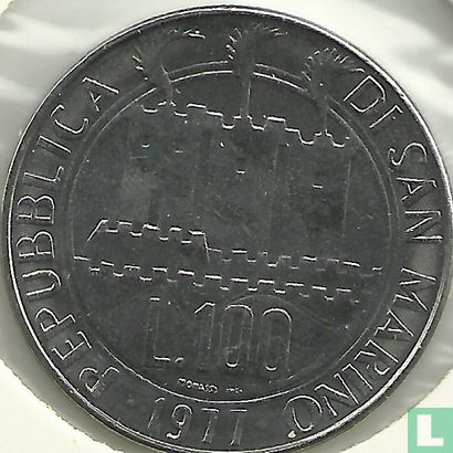 San Marino 100 lire 1977 "Creature sinks in the poisoned waters" - Image 1