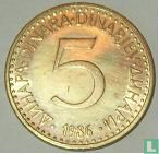 Jugoslawien 5 Dinara 1986 - Bild 1