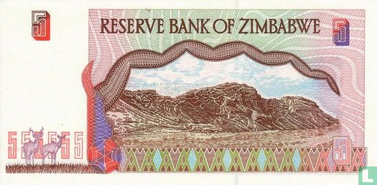 Zimbabwe 5 Dollars 1997 - Image 2