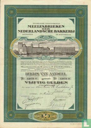 Meelfabrieken der Nederlandsche Bakkerij, Bewijs van aandeel, 50 Gulden