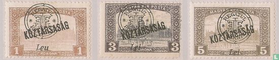 1919 Opdruk op Hongaarse zegels van 1918 "Koztarsasag" (II)