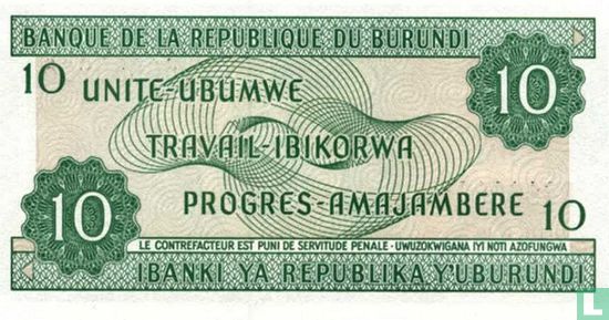 Burundi 10 Francs 2001 - Afbeelding 2