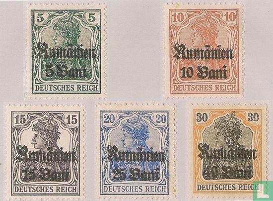 Deutsche Briefmarken von 1905-1916, mit Aufdruck