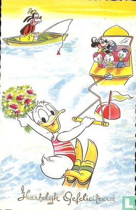 Hartelijk gefeliciteerd  Donald Duck op waterski's - Afbeelding 1