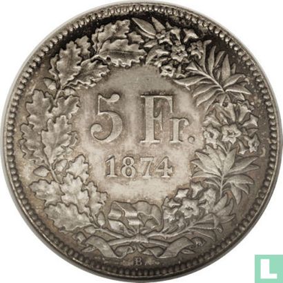 Zwitserland 5 francs 1874 (B) - Afbeelding 1