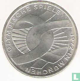 Allemagne 10 mark 1972 (J) "Summer Olympics in Munich - Partial view of the Olympic rings" - Image 1