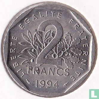 Frankrijk 2 francs 1994 (dolfijn) - Afbeelding 1