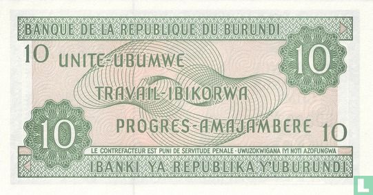 Burundi 10 Francs 1997 - Afbeelding 2
