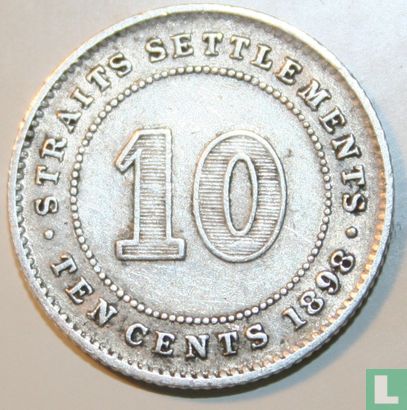 Straits Settlements 10 cents 1898 - Afbeelding 1