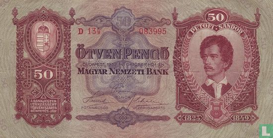 Hongrie 50 Pengö 1932 - Image 1