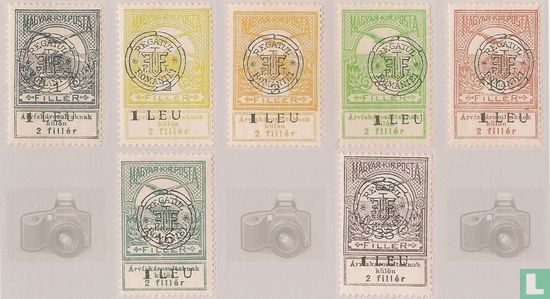 Aufdruck auf ungarischen Briefmarken von 1913