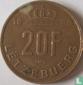 Luxemburg 20 francs 1990 - Afbeelding 1