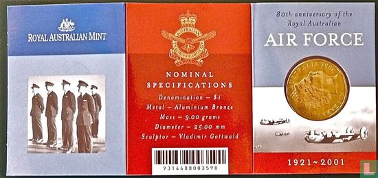 Australie 1 dollar 2001 (IRB espacé) "80th anniversary of the Royal Australian Air Force" - Image 3