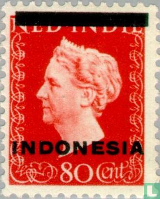 Aufdruck auf Briefmarken Niederländisch-Ostindien