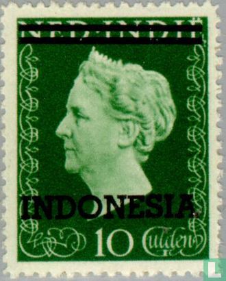 Aufdruck auf Briefmarken Niederländisch Indien