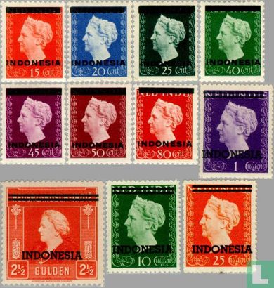 Aufdruck auf Briefmarken Niederländisch-Ostindien