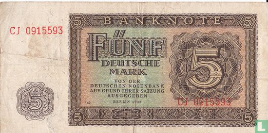 DDR 5 Deutsche Mark 1948 - Afbeelding 1